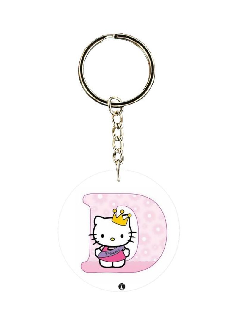 D Letter Cartoon Themed Dual Sided Keychain