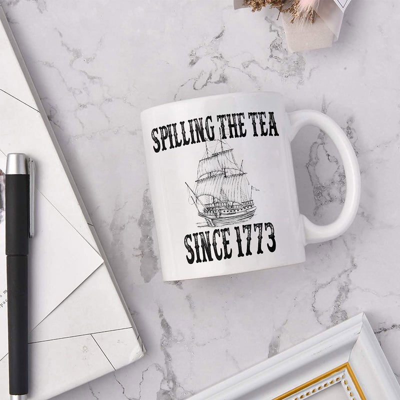 MargoDream History Teacher Gift Spilling the Tea Since 1773 Coffee Cup, Appreciation Funny History Major Mug, Mugs For History Teacher Men For Woman Birthday Christmas Teacher's Day Gifts White Coffee Mug 11 Oz - Image 5