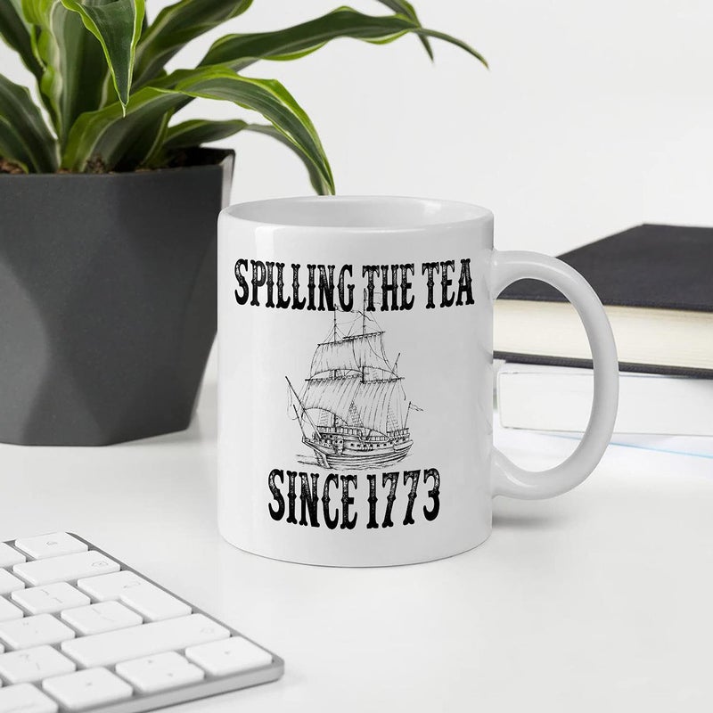 MargoDream History Teacher Gift Spilling the Tea Since 1773 Coffee Cup, Appreciation Funny History Major Mug, Mugs For History Teacher Men For Woman Birthday Christmas Teacher's Day Gifts White Coffee Mug 11 Oz - Image 2