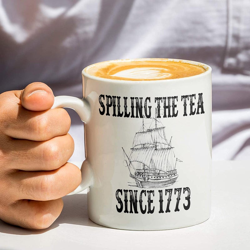 MargoDream History Teacher Gift Spilling the Tea Since 1773 Coffee Cup, Appreciation Funny History Major Mug, Mugs For History Teacher Men For Woman Birthday Christmas Teacher's Day Gifts White Coffee Mug 11 Oz - Image 4