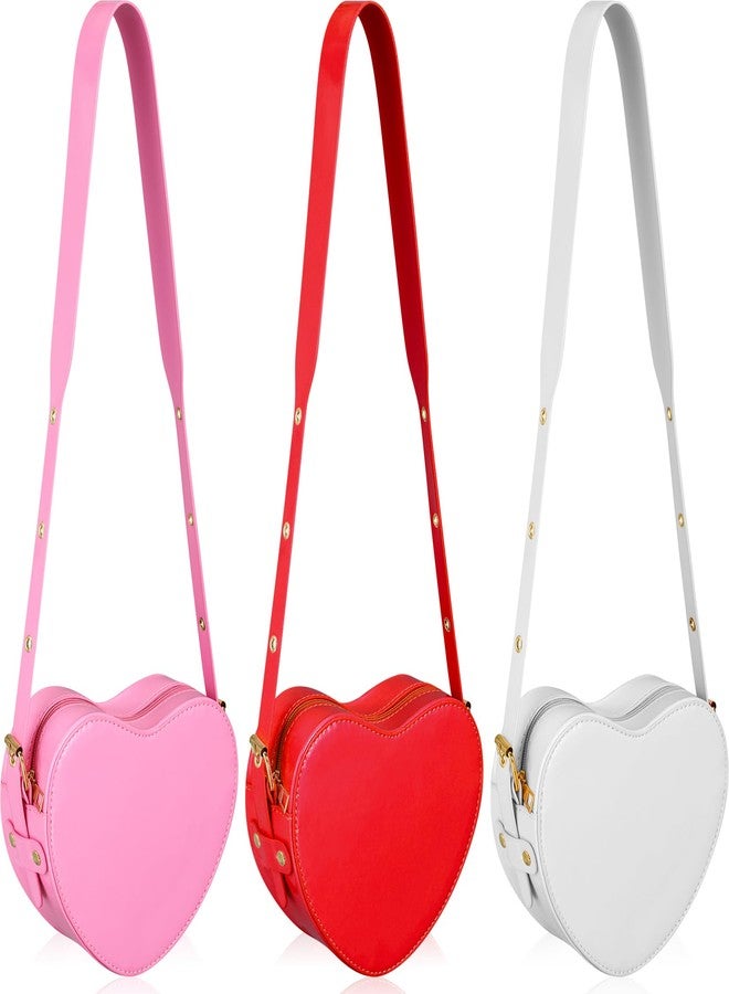 Dansydaisy 3 Pcs Valentine's Heart Shaped Purse Heart Satchel Bag PU Leather Crossbody Purse for Women Gift - Image 1