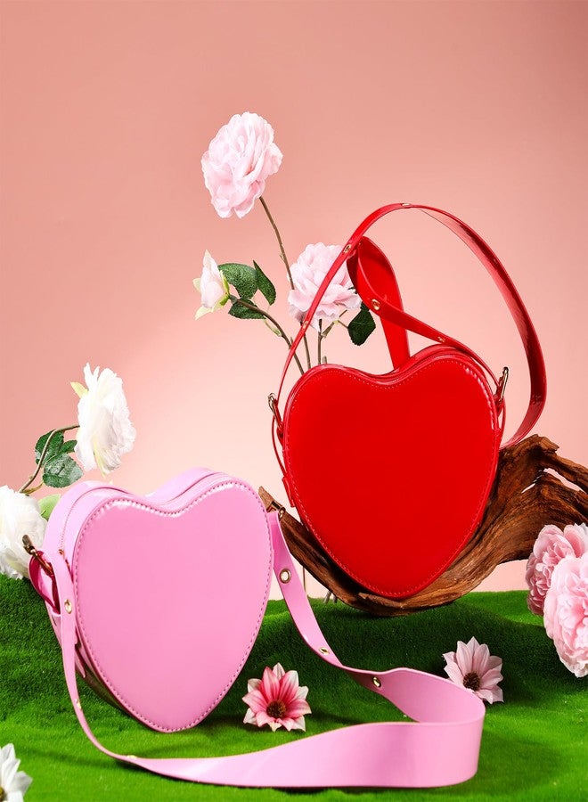 Dansydaisy 3 Pcs Valentine's Heart Shaped Purse Heart Satchel Bag PU Leather Crossbody Purse for Women Gift - Image 3