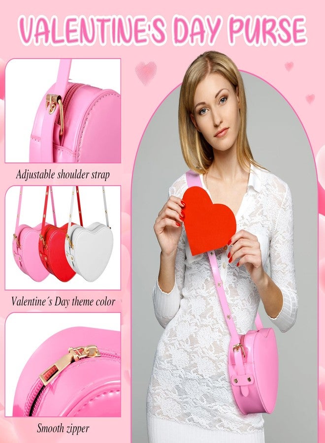 Dansydaisy 3 Pcs Valentine's Heart Shaped Purse Heart Satchel Bag PU Leather Crossbody Purse for Women Gift - Image 5