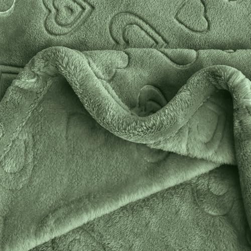 BORITAR Baby Blanket with Heart Design for Girls Ultra Soft Fleece Warm and Lightweight Blankets for Infant Toddler Newborn, 30x40 Inch, Olive Green - Image 3
