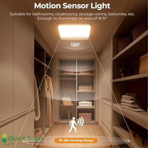 Quick Sense Motion Sensor Ceiling Light, Cordless Rechargeable LED Lamp with Remote, Magnetic Mount, Battery Operated for Bathroom, Closet, Porch, Garage, Shower (Pack of 1) - Image 5