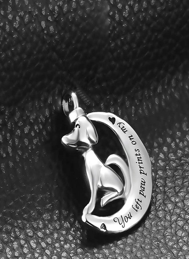 OutstandLong Dog Animal Urn Necklace for Ashes Pet Paw Prints on My Heart Cremation Keepsake Necklace Memorial Locket Jewelry Gift - Image 2