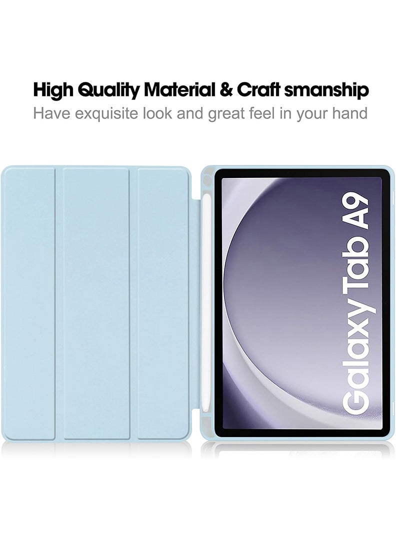 Theodor Case for Samsung Galaxy Tab A9 8.7 inch (2023 Realeased),Multi Viewing Angles Premium Folio Stand Case with Soft TPU Back Cover for Galaxy Tab A9 2023 [Auto Wake/Sleep] Light Blue  - Image 5