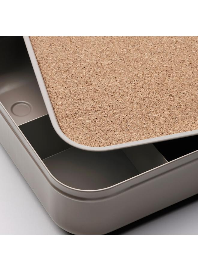 erorex Box with compartments, dark grey-beige, 24x18x6 cm - Image 2