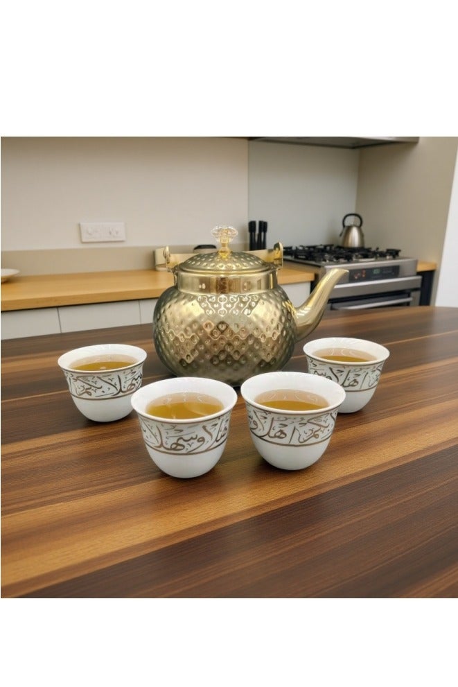kangchoice 8-Piece Arabic Calligraphy Ceramic Cup Set - Hand-Painted Golden Pattern, Insulated Reusable Coffee Mugs, Ramadan Gift, Multipurpose Tea Mug Collection, Perfect for Home, Wedding, Party, Festivels Use and Gifting - Image 4