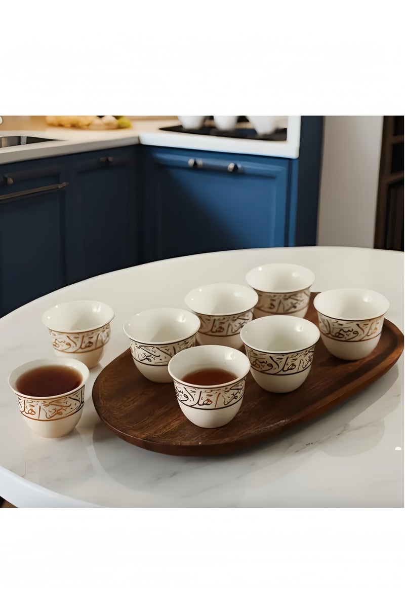 kangchoice 8-Piece Arabic Calligraphy Ceramic Cup Set - Hand-Painted Golden Pattern, Insulated Reusable Coffee Mugs, Ramadan Gift, Multipurpose Tea Mug Collection, Perfect for Home, Wedding, Party, Festivels Use and Gifting - Image 3
