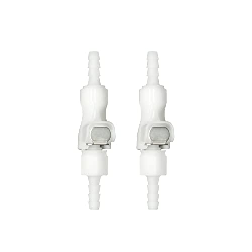 BBTUS 2Pcs 1/8" 3/16" 1/4" 1/8" 90 Degree Elbow Plastic Tube in-line Hose Quick Connector Disconnect Barb insert Fittings Shut-Off Valved in Quick Release Coupling (2 Male+ 2 Female) (3/16") - Image 1