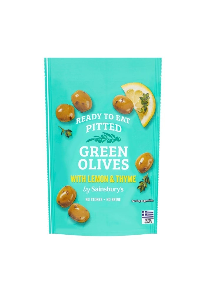 Pitted Green Olives With Lemon & Thyme - 70g