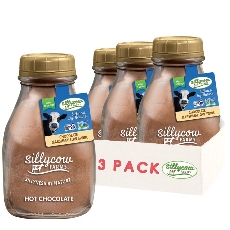 Sillycow Farms Marshmallow Swirl Hot Chocolate | Gluten-Free | Non-GMO | Hot Cocoa Mix with Dutch Processed Cocoa Powder | Made with Real Ingredients | 16.9 oz Glass Bottle (Pack of 3) - Image 1