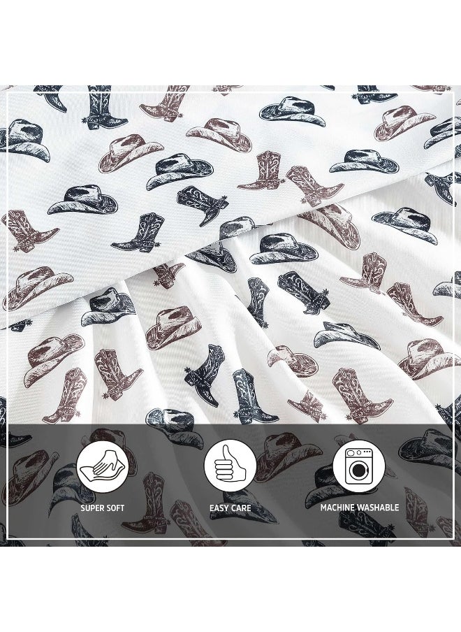Wrangler Wrangler - Sheet Set, Breathable & Wrinkle Resistant Bedding, Includes Matching Sham & Pillowcases, Western Home Decor (Boots N Hats Black, King)  - Image 4