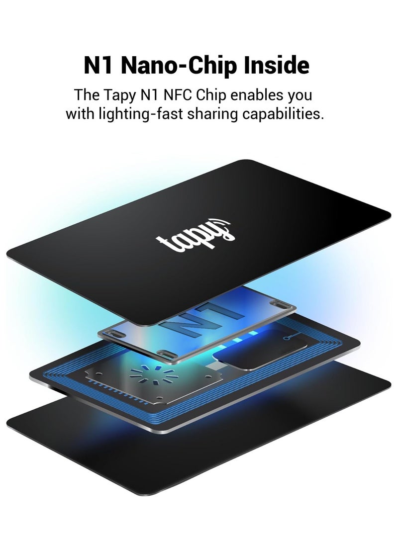 tapy - Tapy NFC Digital Business Card Premium Black hybrid  Smart Card Instant Networking Contactless Technology iOS and Android Compatible Powered by Microsoft - Image 1