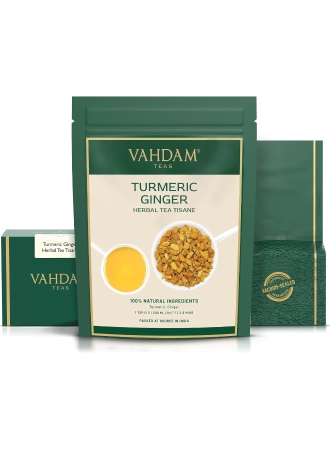 VAHDAM, Turmeric Ginger Herbal Loose Leaf (100 Cups) | India's Wonder Spice | Blend of Turmeric & Ginger | 100% Natural Tisane | Brew Hot or Iced - Image 1