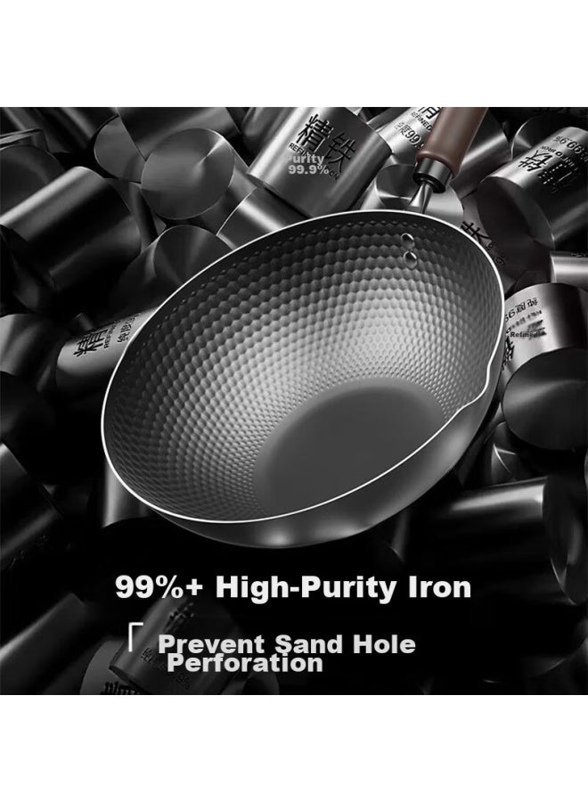 Amercook Iron Wok, Non-coated Stir-fry Pan, Non-stick Pan, Pure Iron Pan, Household Use, Pre-seasoned, Concave Surface, Suitable For Induction And Gas Stoves - Image 2