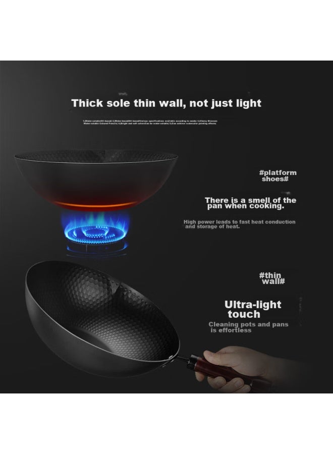 Amercook Iron Wok, Non-coated Stir-fry Pan, Non-stick Pan, Pure Iron Pan, Household Use, Pre-seasoned, Concave Surface, Suitable For Induction And Gas Stoves - Image 5