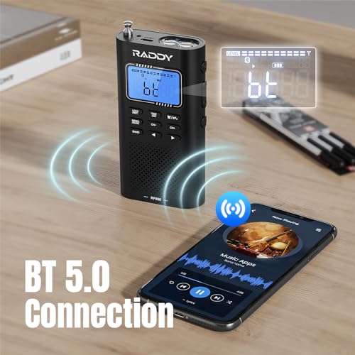 Raddy RF886 Portable Shortwave Radio AM/FM/SW/VHF/WB Digital Radio BT Connection with NOAA and Alert, Rechargeable Pocket w/ 9.85 Ft Wire Antenna - Image 2