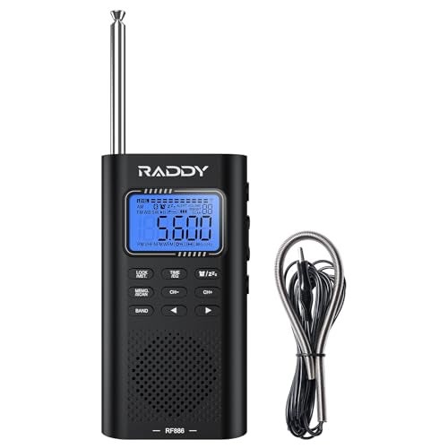 Raddy RF886 Portable Shortwave Radio AM/FM/SW/VHF/WB Digital Radio BT Connection with NOAA and Alert, Rechargeable Pocket w/ 9.85 Ft Wire Antenna - Image 1