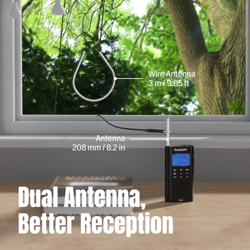 Raddy RF886 Portable Shortwave Radio AM/FM/SW/VHF/WB Digital Radio BT Connection with NOAA and Alert, Rechargeable Pocket w/ 9.85 Ft Wire Antenna - Image 4