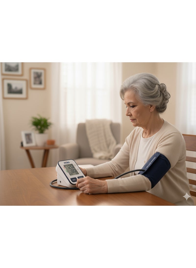 بريما جهاز بريما المثالي لمتابعة الضغط بوضوح على شاشة كبيرة مع مؤشر تصنيف الألوان لقراءة سهلة لكبار السن والمرضى. - Image 3