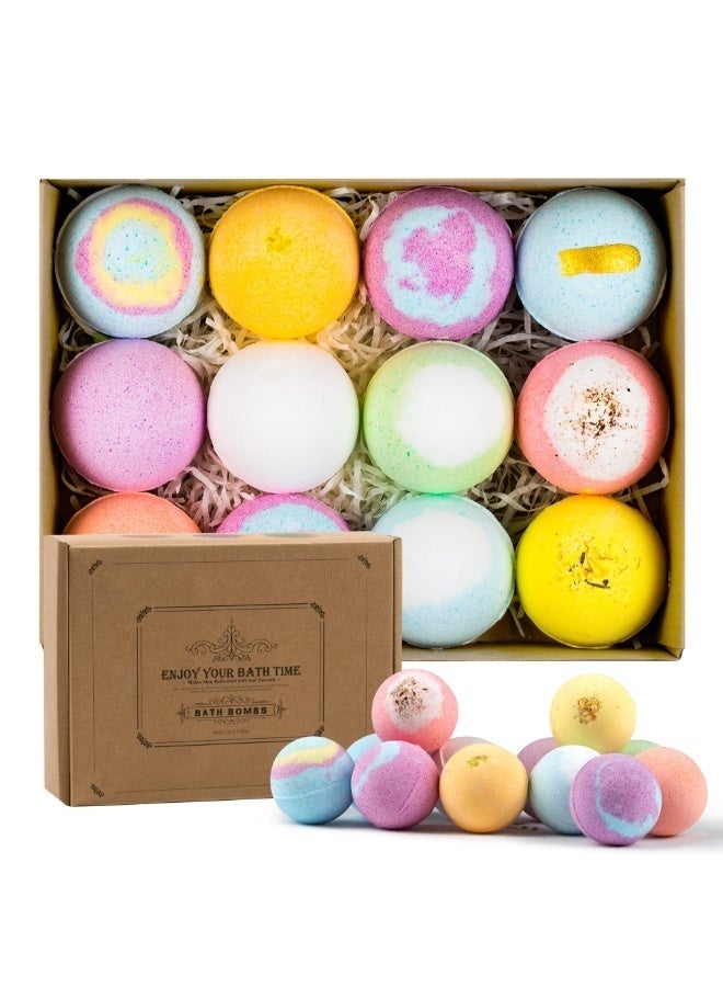 عربست مجموعة هدايا كرات الاستحمام الفوارة (Bath Bombs) – عبوة من 12 قطعة | طقم سبا عضوي وطبيعي لعمل الرغوة والطفو | كرات أملاح الاستحمام لترطيب البشرة | مثالية للاسترخاء وتخفيف التوتر | هدايا للنساء، والأمهات، والأطفال. - Image 1