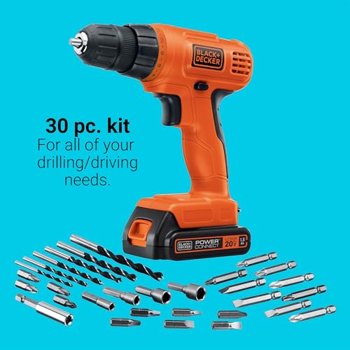 BLACK+DECKER 20V MAX POWERCONNECT Power Drill Cordless Drill Driver Electric Screwdriver with 30 Piece Bit Set and Drivers Kit, Battery and Charger Included (LD120VA) - Image 3