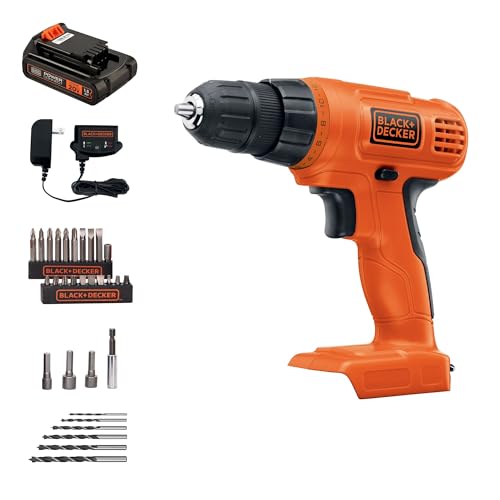 BLACK+DECKER 20V MAX POWERCONNECT Power Drill Cordless Drill Driver Electric Screwdriver with 30 Piece Bit Set and Drivers Kit, Battery and Charger Included (LD120VA) - Image 1