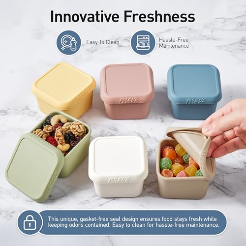 ISSEVE 6Pack 6oz Silicone Snack Containers for Kids, Reusable Small Containers with Lids, Leak Proof Silicone Food Storage Containers, Children Kids Lunch Box for Daycare, School, Travel - Image 5
