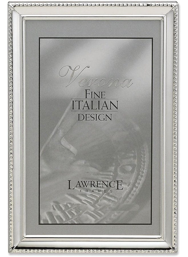 POLISHED SILVER PLATE 8 BY 12-INCH PICTURE FRAME BEAD BORDER DESIGN