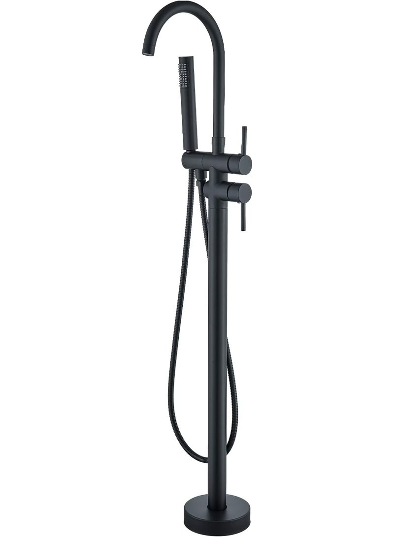 YD Luxury Freestanding Bathtub Faucet Floor Mounted Bath Mixer Tap with Hand Shower Modern Bathroom Tub Filler Single Lever Shower Set - Image 1