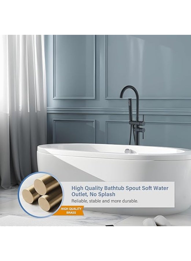 YD Luxury Freestanding Bathtub Faucet Floor Mounted Bath Mixer Tap with Hand Shower Modern Bathroom Tub Filler Single Lever Shower Set - Image 2