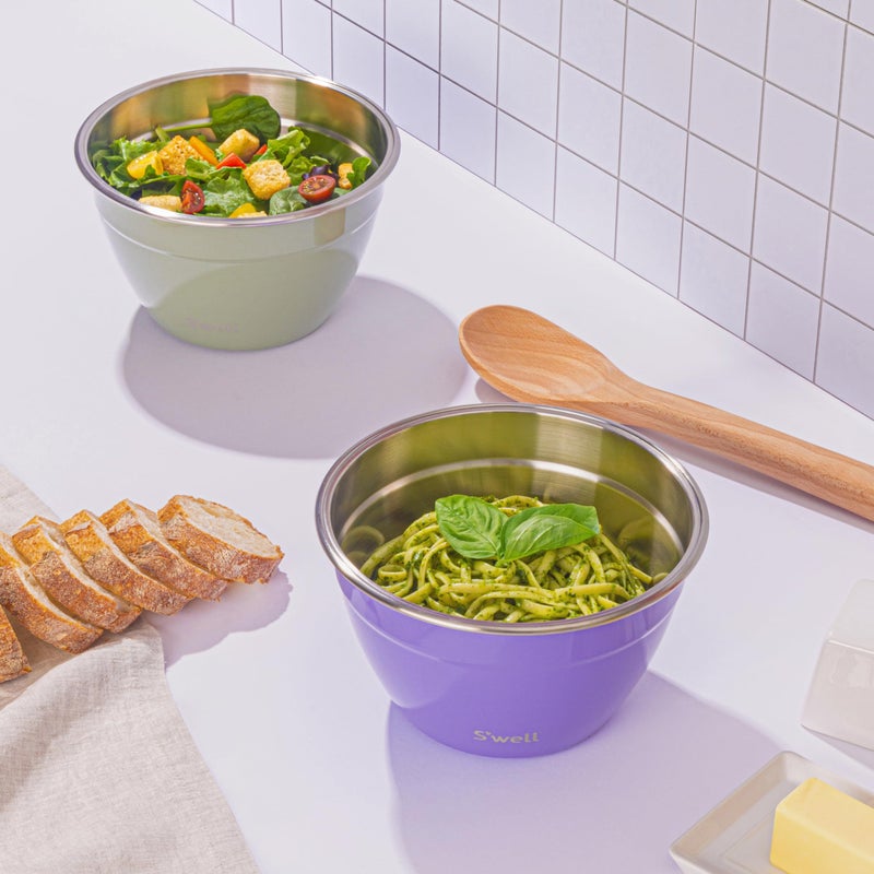 S'well Stainless Steel Salad Bowl Kit 64oz, Mountain Sage, Comes with 2oz Mini Canister and Removable Tray for Organization, Leakproof, Easy to Clean, Dishwasher Safe - Image 5