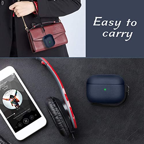 EMOH ROCED Case for Airpods Pro 2 Case Cover with Cleaner Kit, Leather Texture Full-Body Protective Case Cover Compatible with Apple Airpod Pro 2nd Generation, Front LED Visible (Matte Blue) - Image 2