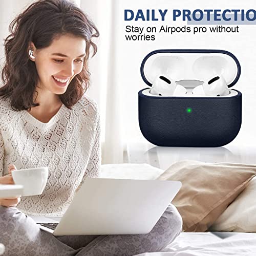 EMOH ROCED Case for Airpods Pro 2 Case Cover with Cleaner Kit, Leather Texture Full-Body Protective Case Cover Compatible with Apple Airpod Pro 2nd Generation, Front LED Visible (Matte Blue) - Image 3