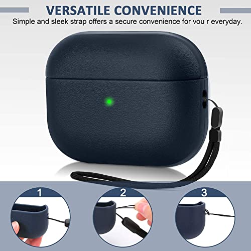 EMOH ROCED Case for Airpods Pro 2 Case Cover with Cleaner Kit, Leather Texture Full-Body Protective Case Cover Compatible with Apple Airpod Pro 2nd Generation, Front LED Visible (Matte Blue) - Image 4