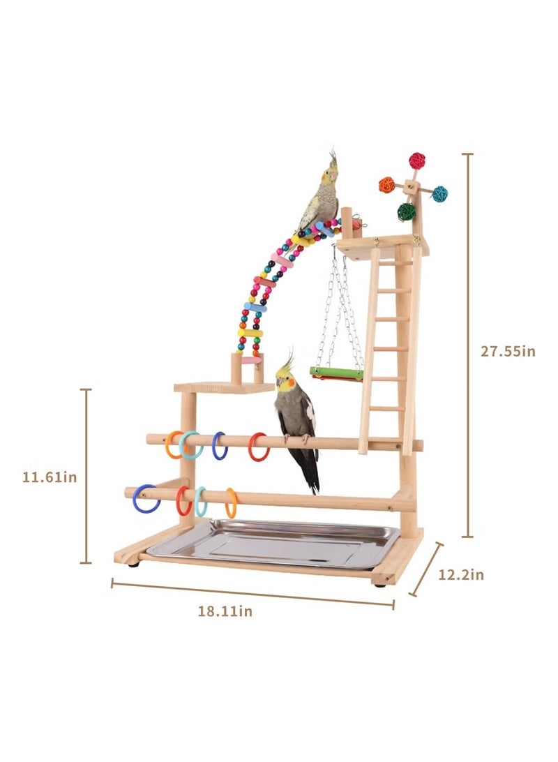 OMEVE Bird Playground, Bird play stand, Bird playground, Bird perches, Bird climbing frame, Wooden Parrot Stand for Parakeet Conure Cockatiel Lovebird Budgie Caique （46 * 31 * 70CM） - Image 5
