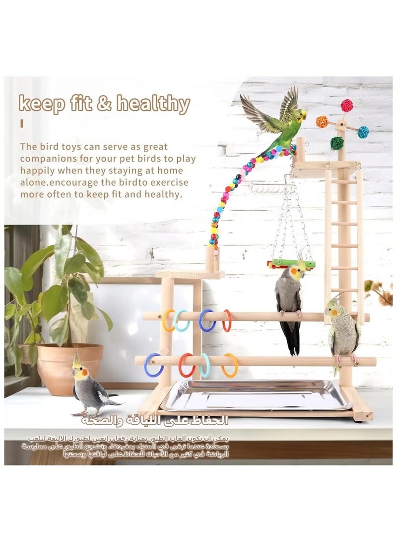 OMEVE Bird Playground, Bird play stand, Bird playground, Bird perches, Bird climbing frame, Wooden Parrot Stand for Parakeet Conure Cockatiel Lovebird Budgie Caique （46 * 31 * 70CM） - Image 4