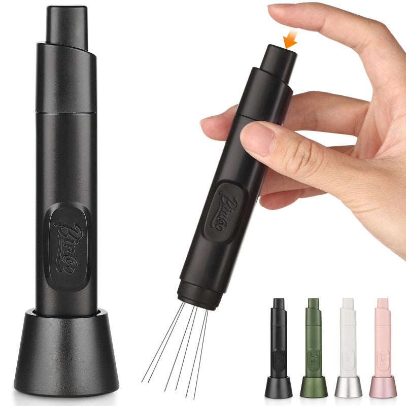 Bincoo Retractable WDT Tool Espresso Distribution Tool - Espresso Stirrer Magnetic Coffee Distributor for Barista with Storage Stand & Extra 6 Needles Replacement(Black) - Image 1