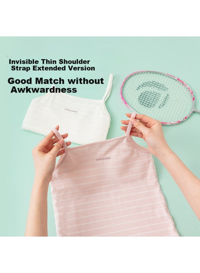 Top melon Dingguagua Girls' Underwear, Training Bra For Puberty, Cotton Camisole For Children, Anti-nipple Show, White And Pink, Size 160/80 - Image 4