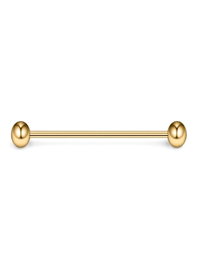 Ruifan 1PC 16 Gauge Industrial Barbell Cartilage Earring Body Piercing Jewelry 1 3/8 Inch(35mm) - Gold - Image 1