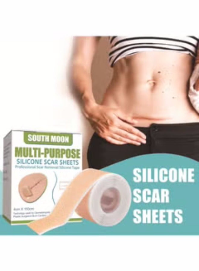 Silicone Scar Patch Fade Scars Efficient Cosmetic Scar Removal for Cesarean Section Burn Scars and Other Scars Left Behind Gel Painless Tape Roll (4cm X 1.5m)