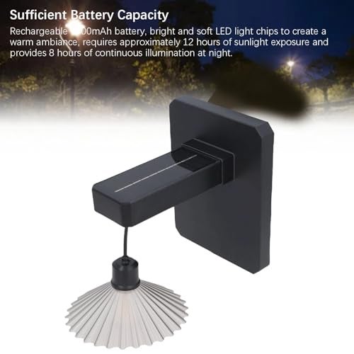 kh Solar Outdoor Wall Light LED Decorative Wall Lamp with Solar Panel | Rechargeable & Energy Saving | Waterproof | Black Finish | No Wiring Needed | for Garden, Fence, Porch, Patio - Image 5