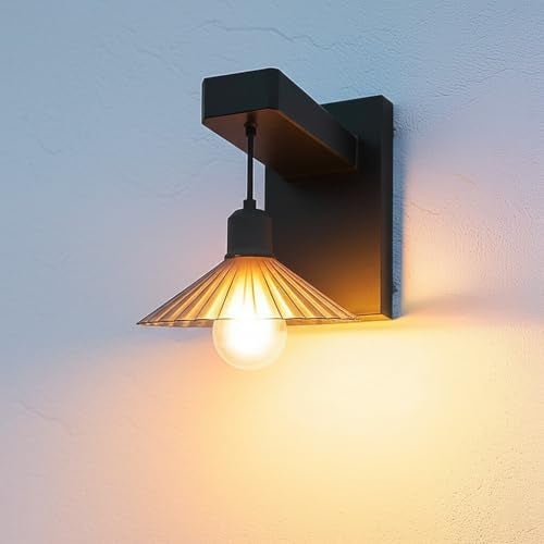 kh Solar Outdoor Wall Light LED Decorative Wall Lamp with Solar Panel | Rechargeable & Energy Saving | Waterproof | Black Finish | No Wiring Needed | for Garden, Fence, Porch, Patio - Image 1