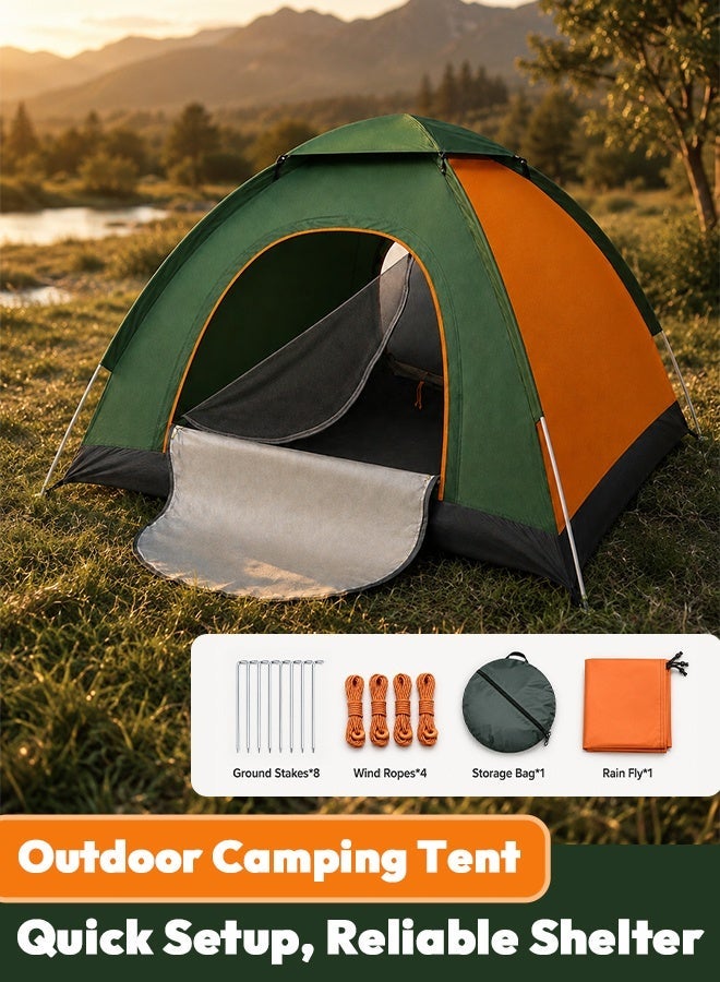 Arabayt 3-4 Person Instant Pop Up Camping Tent, Silver Coated Blocks 90% Sunlight, Dark Room UV Protection, Double Door Anti-Mosquito Mesh, Waterproof Windproof Large Space Family Tent with Moisture-Proof Pad for Beach Hiking Mountaineering - Image 1