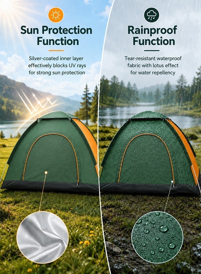 Arabayt 3-4 Person Instant Pop Up Camping Tent, Silver Coated Blocks 90% Sunlight, Dark Room UV Protection, Double Door Anti-Mosquito Mesh, Waterproof Windproof Large Space Family Tent with Moisture-Proof Pad for Beach Hiking Mountaineering - Image 5