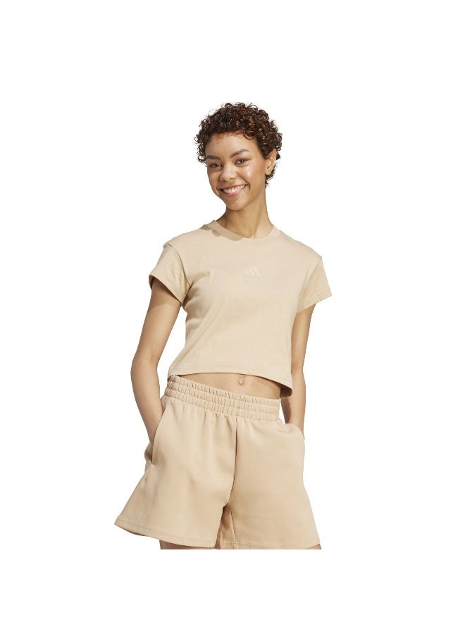 Adidas W Fi Sl Bb Tee Brown Training T-Shirts For Women XS  - Image 4