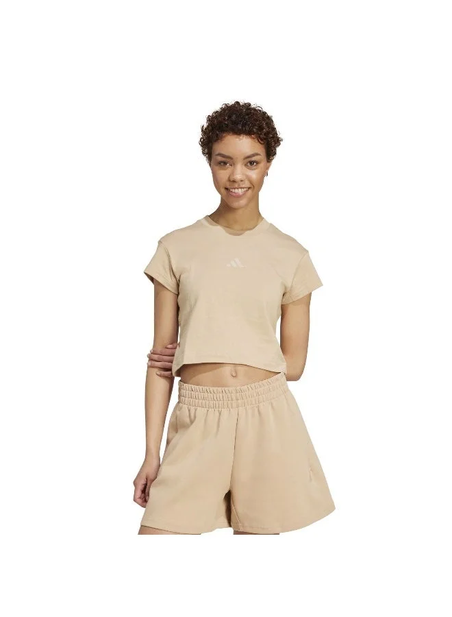 اديداس تيشيرت نسائي أديداس بني بأكمام قصيرة