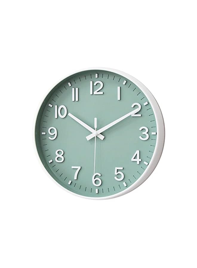 Raxoom ساعة حائط 12 بوصة صامتة غير قابلة للتكتكة لغرفة المعيشة وغرفة النوم والمطبخ والمكتب (أخضر وأبيض) - Image 3